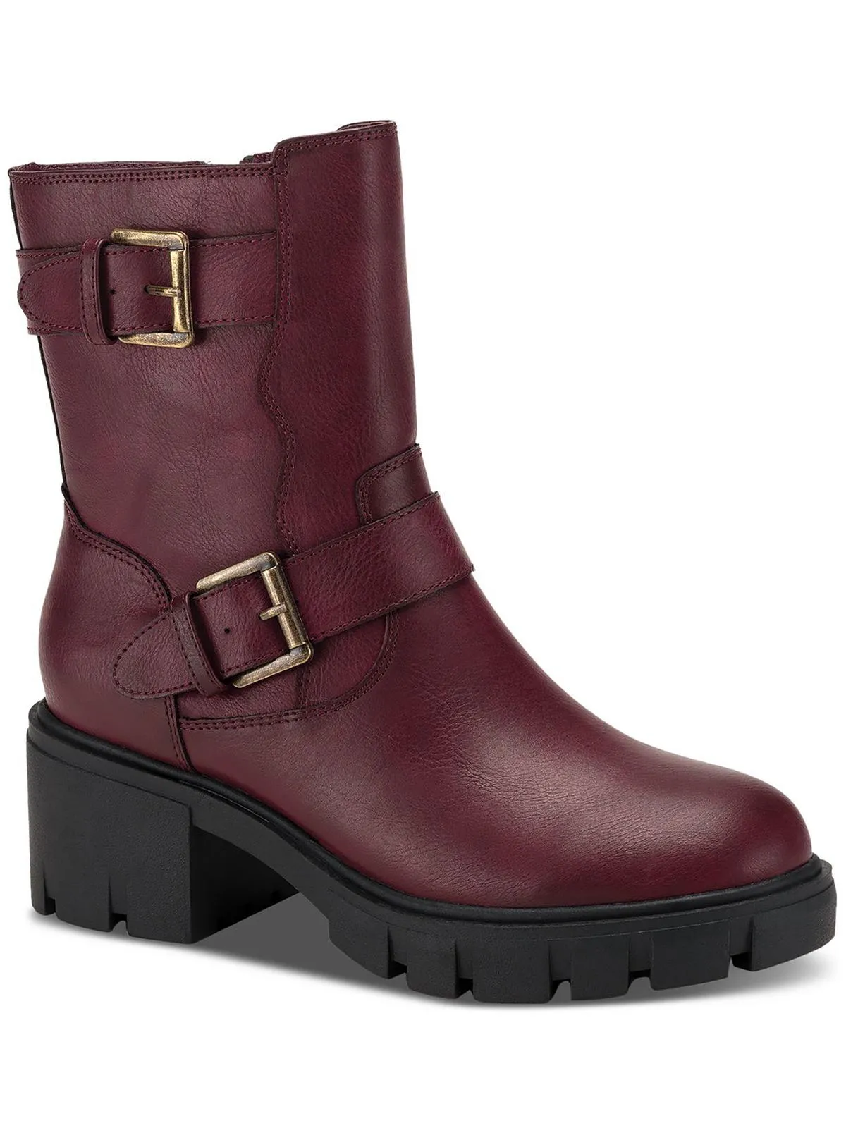 Thermal Core Snow Trekker Lionell Womens Faux Leather Embossed Motorcycle Boots