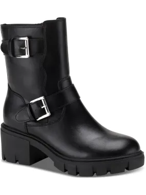 Lionell Womens Faux Leather Embossed Motorcycle Boots Durable Shell Backcountry Camper Quick Drying All Day Worker