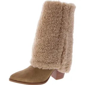 Livvy-F Womens Faux Shearling Block Heel Mid-Calf Boots Functional Form