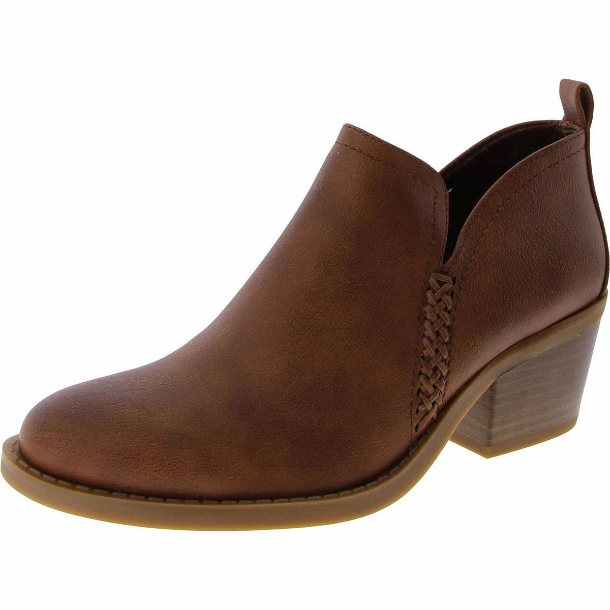 Lidian Womens Faux Leather Ankle Booties Padded Interior Work Commute