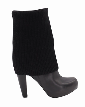 Smooth Soles Low Profile Winter Walker Loeffler Randall Wendy Sock Boots in Black Leather