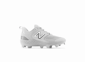 running in school tracks shoes New Balance Men's Fresh Foam 3000 V6 Molded Baseball Cleats - Grey with White - PL3000G6