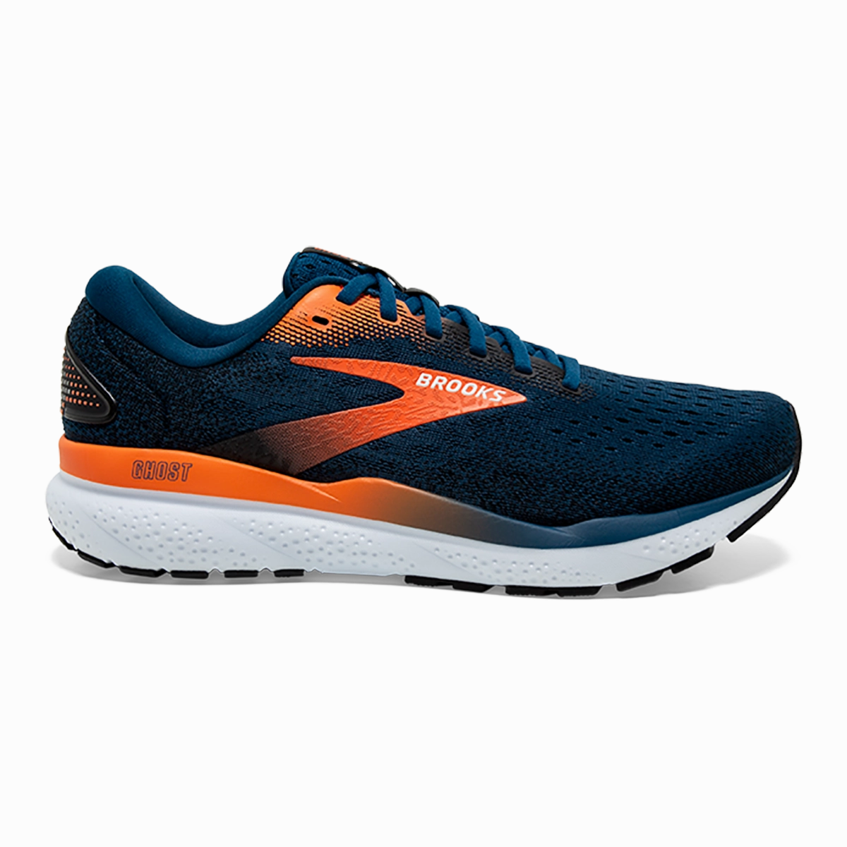 toe box support running in famous tracks shoes Brooks Ghost 16 - Blue Opal - Black - Nasturtium