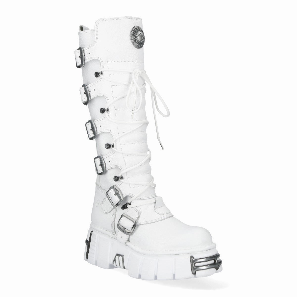 Silent Glam Seamless Feel New Rock M-272-C69 Knee High White Leather Gothic Boots