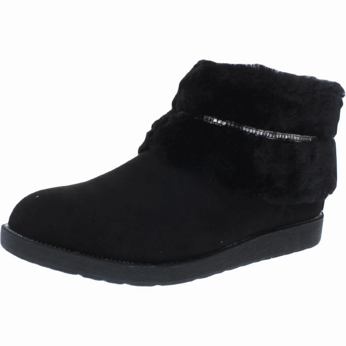 Nayeli Womens Faux Fur Round Toe Ankle Boots Effortless Wear Cold Weather
