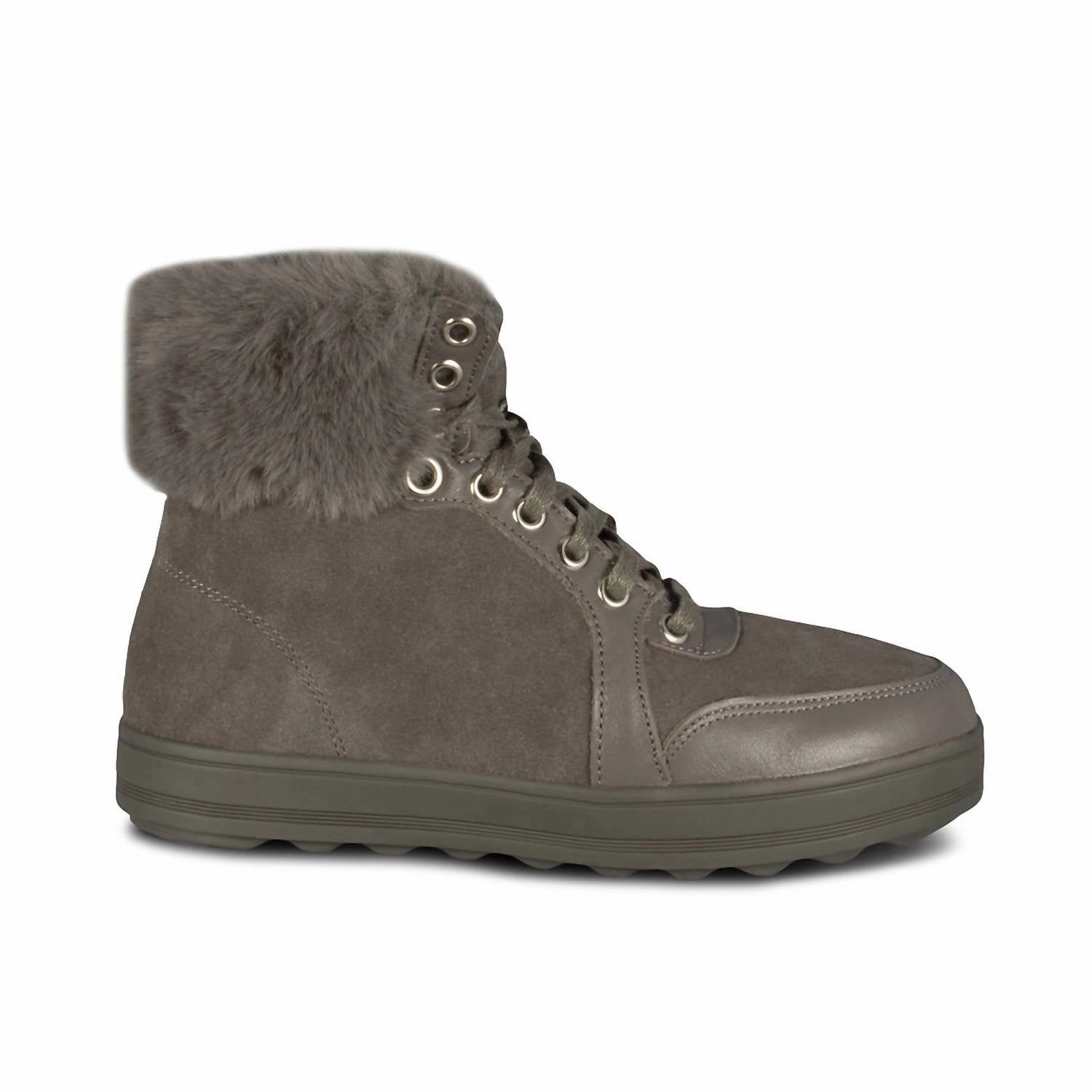 Ladies Jamie Fur Sneaker In Gray Versatile Wear Neutral palette