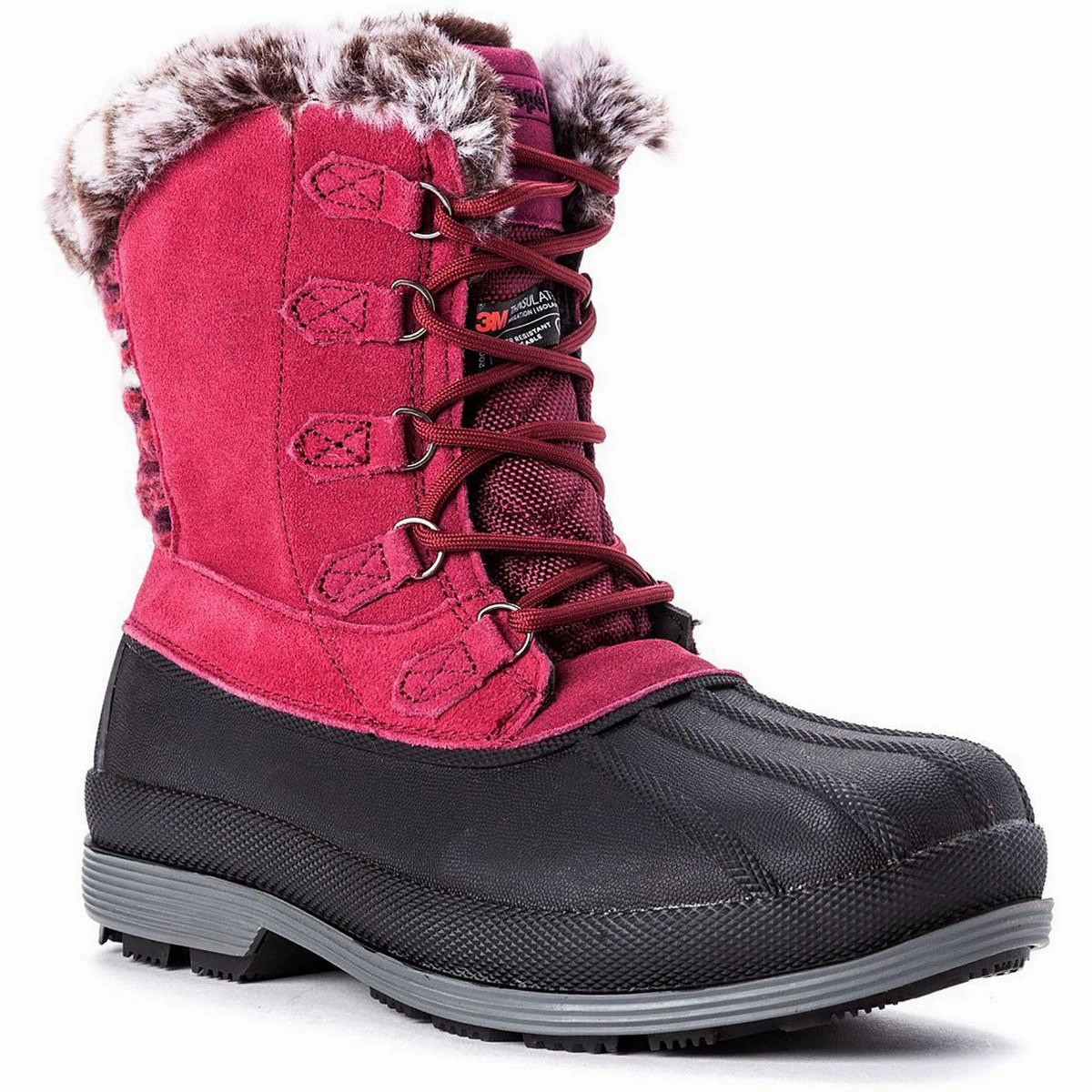 Lumi Tall Lace Womens Cold Weather Leather Winter Boots Hiking Fit High Traction Rough Terrain