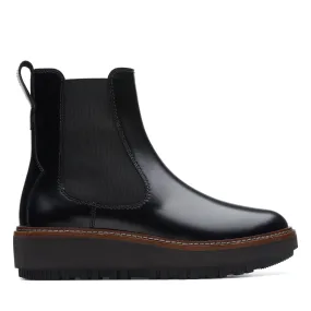 Clarks Orianna W Up in Black Leather Impact absorption Bold Heel