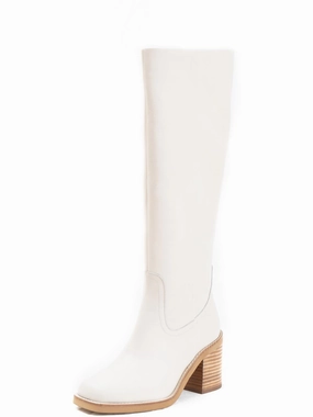Mid Top Itinerary Womens Leather Round Toe Knee-High Boots