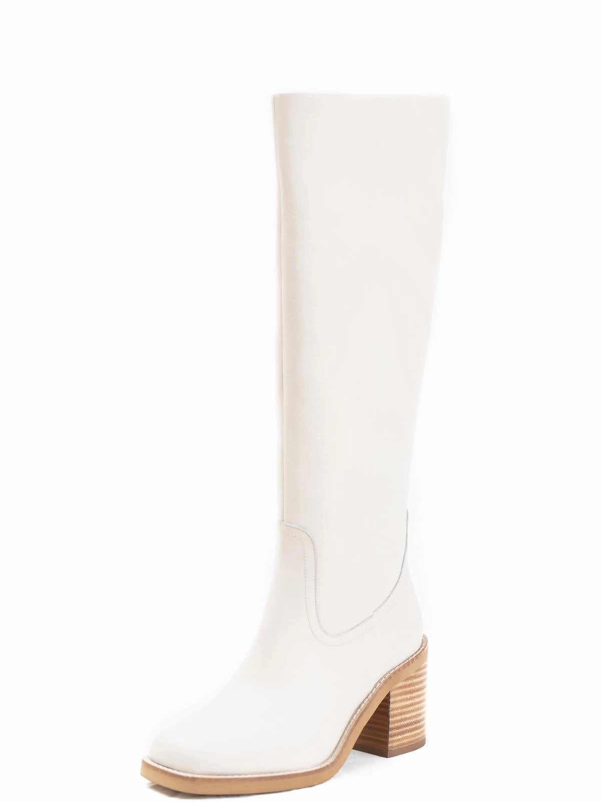 Mid Top Itinerary Womens Leather Round Toe Knee-High Boots
