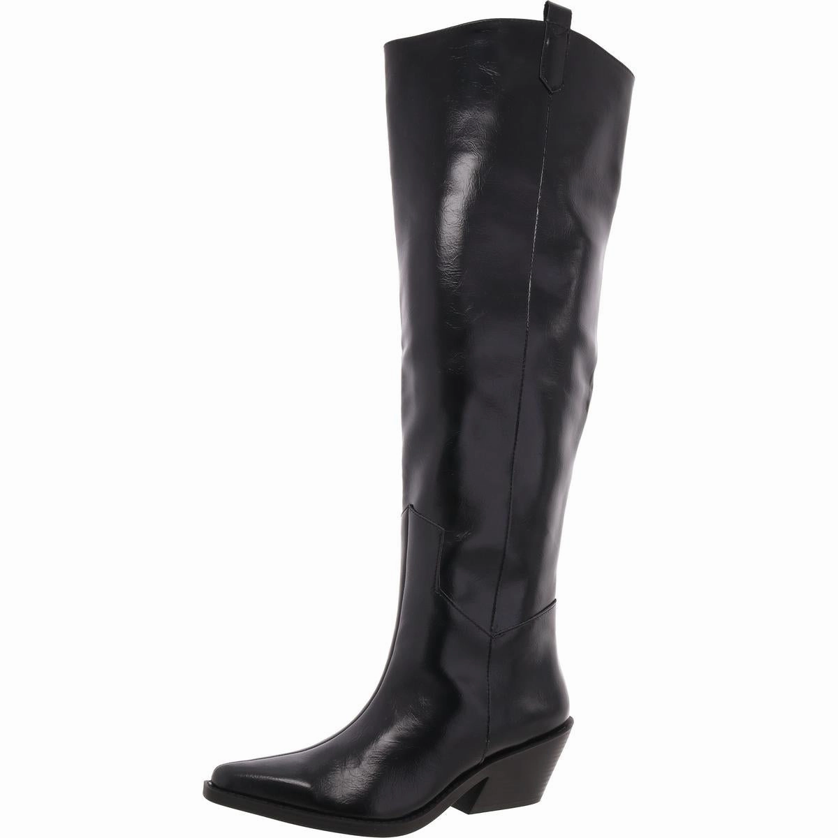 Luela Womens Faux Leather Solid Over-The-Knee Boots Cold   Resistant