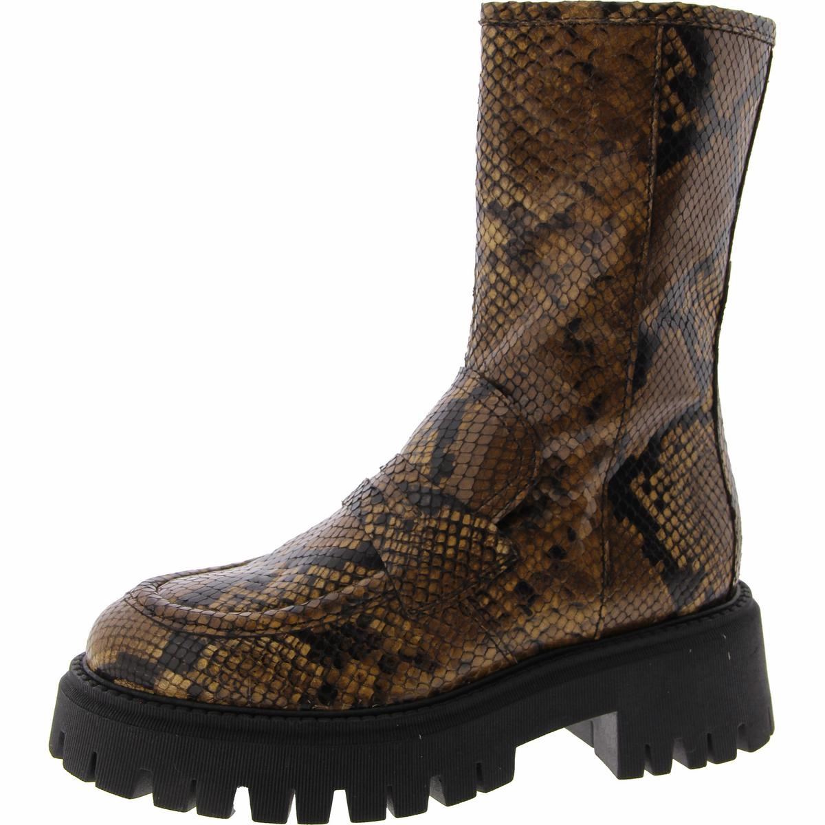 Silent Step Vintage Vibe Madison Womens Leather Lugged Sole Mid-Calf Boots