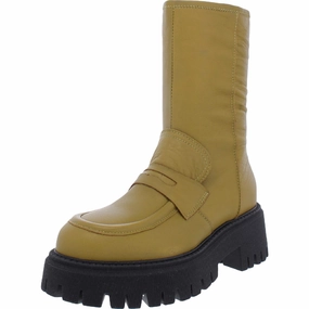 Madison Womens Leather Lugged Sole Mid-Calf Boots Subtle Aesthetic Waterproof Mountain Climber