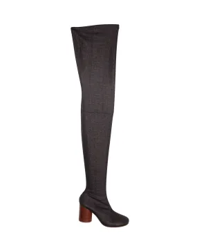 Maison Margiela Mid-thigh Boots in Dark Grey Canvas Padded Interior Weather Resistant User Cool Look