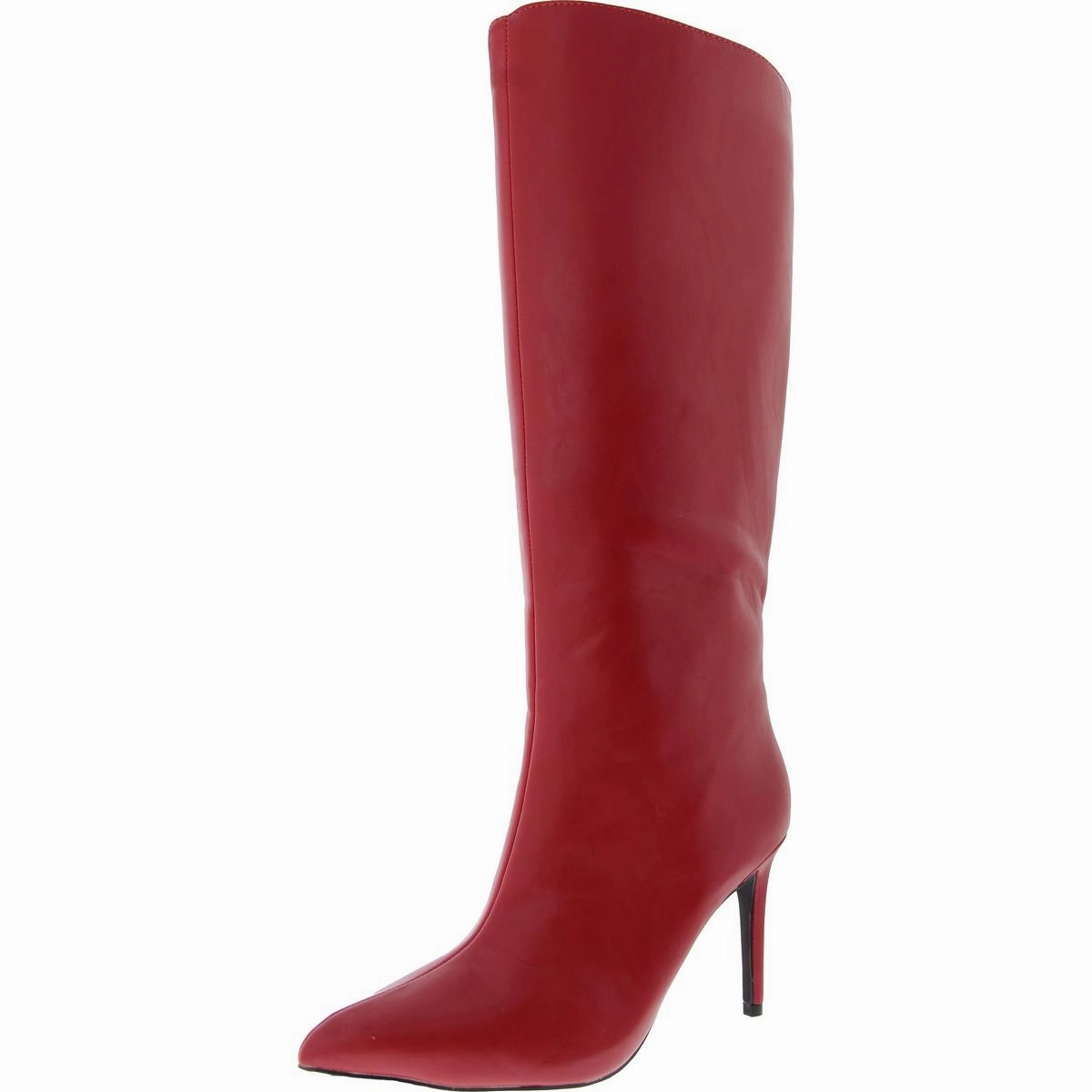 MARYSOL Womens Faux Leather Pull On Knee-High Boots Outdoor Use All-Weather Design.