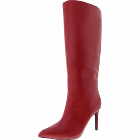 MARYSOL Womens Faux Leather Pull On Knee-High Boots Padded Interior Hiking Trails