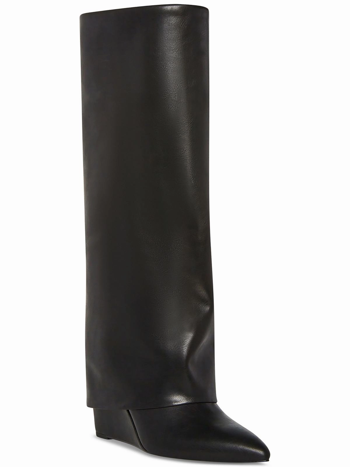 Evannder Womens Faux Leather Metallic Wedge Boots Artist Steel Guard