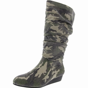 Khloe Womens Camouflage Canvas Knee-High Boots quick-drying