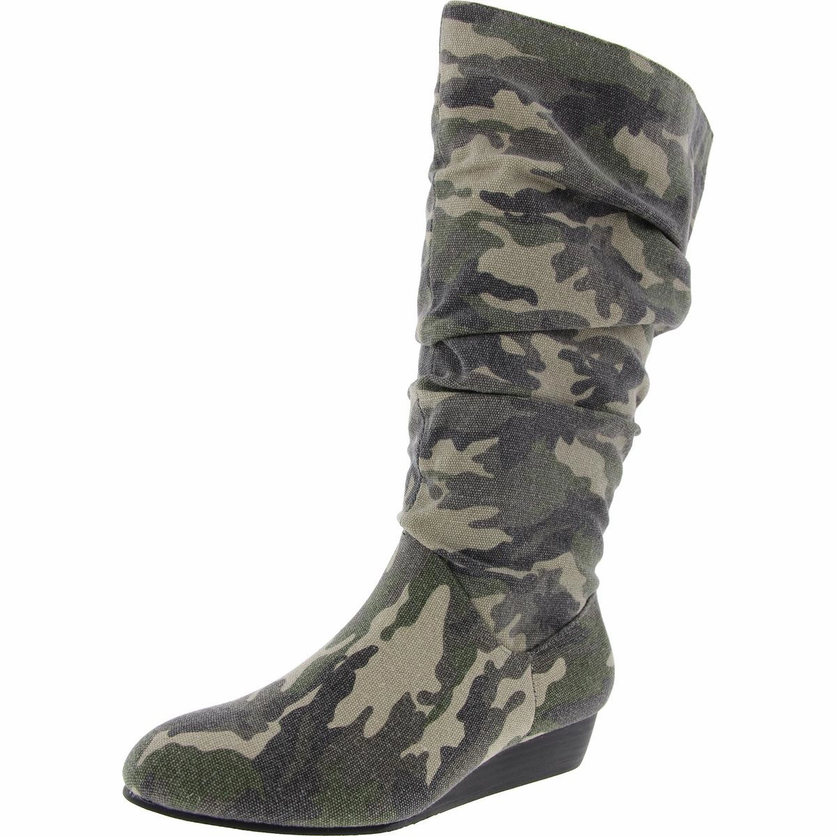 Khloe Womens Camouflage Canvas Knee-High Boots quick-drying