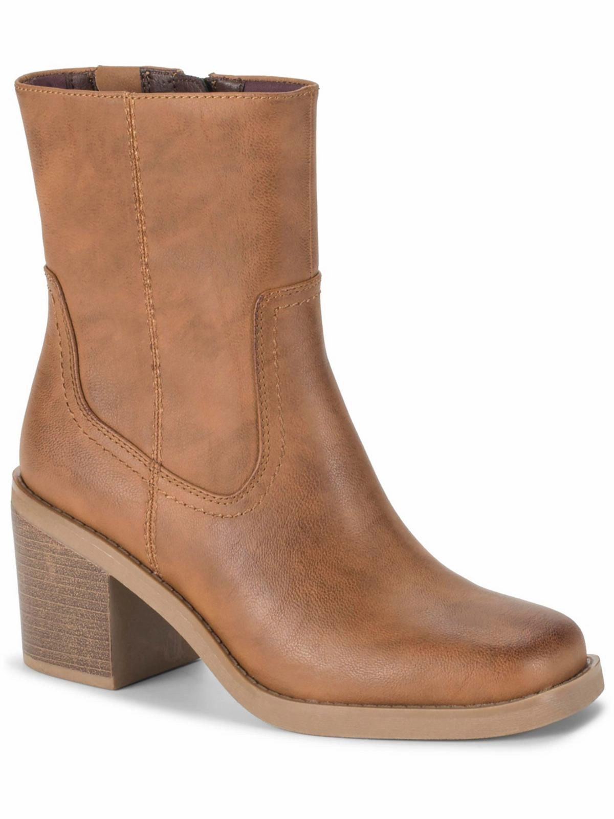 Sleek Finish Cushioned Step All Day Wear Mckenna Womens Faux Leather Square Toe Ankle Boots