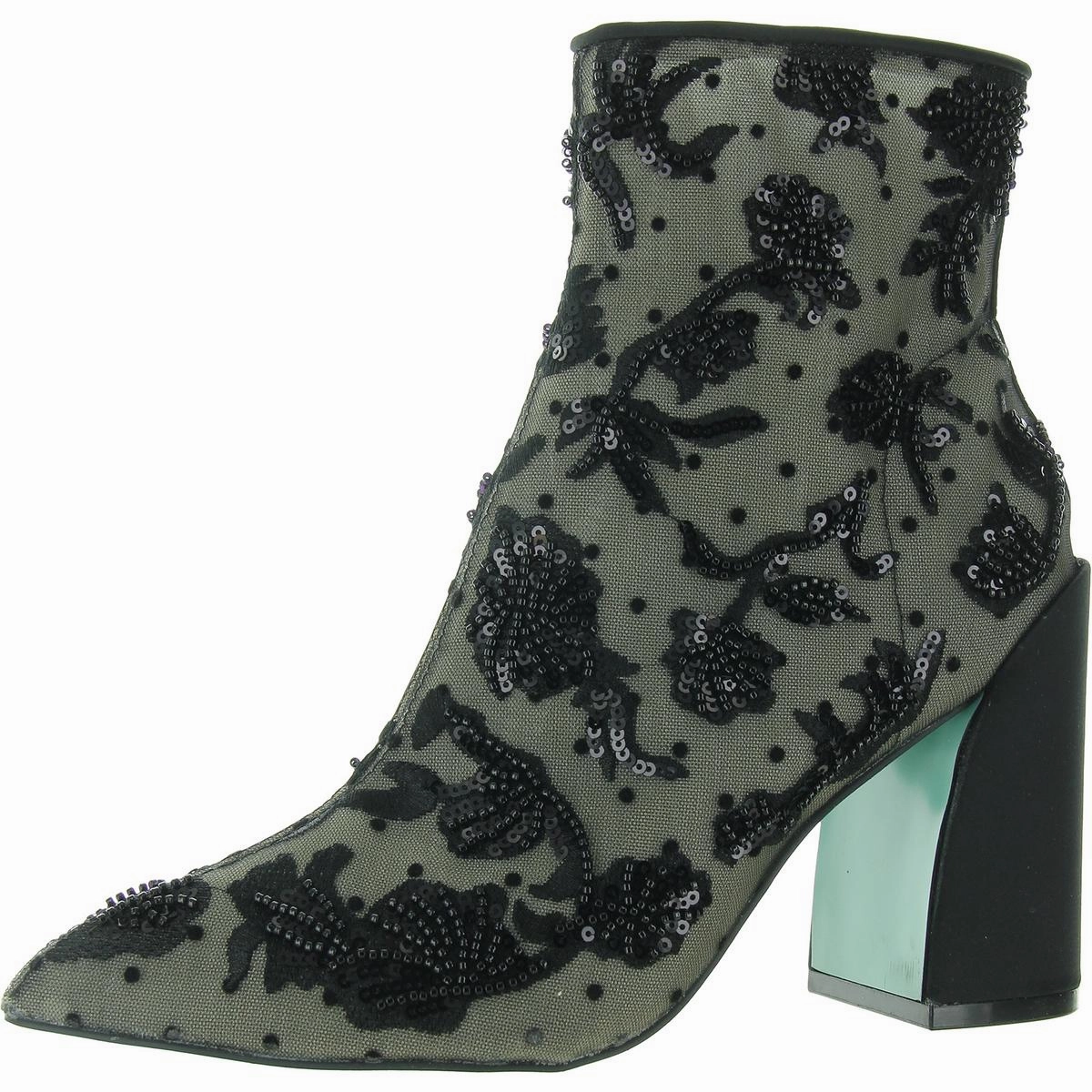 Merri Womens Beaded Man Made Booties Chain Touch Canvas Lite