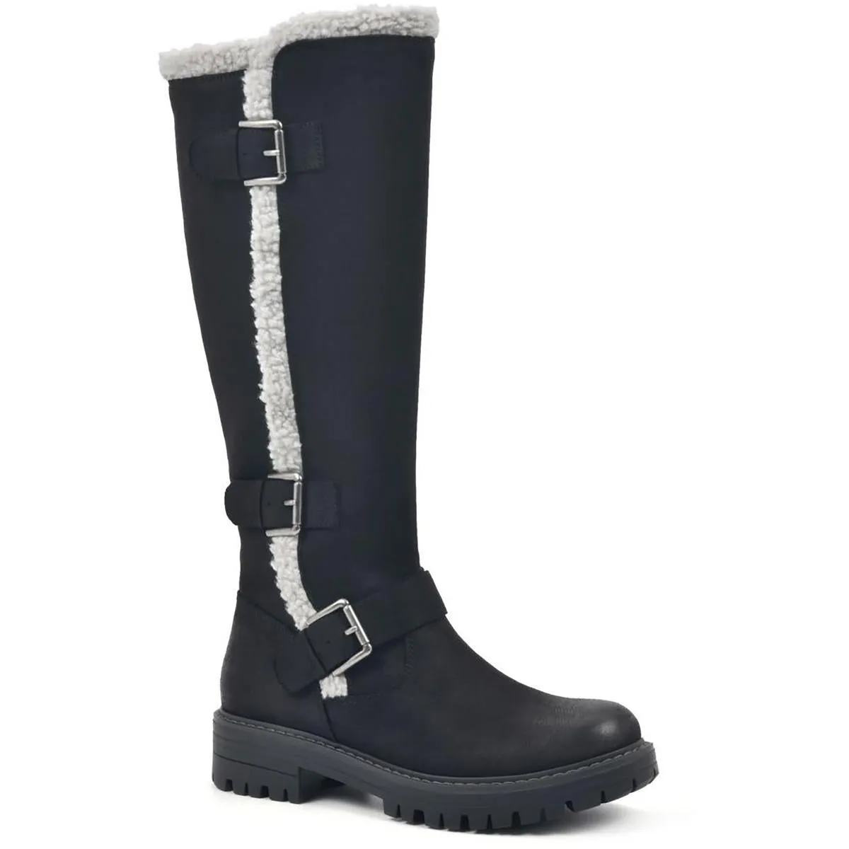 Fashion Comfort Eco Material Outdoor Explorer Merritt  Womens Faux Fur Lug Sole Knee-High Boots