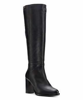 Michela Weatherproof Leather Tall Boot In Black Metallic Comfortable Flex