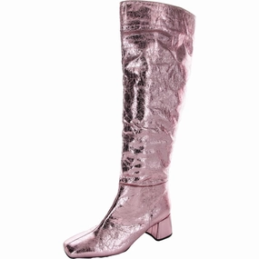 Womens Faux Leather Metallic Knee-High Boots Strong material Sturdy Build