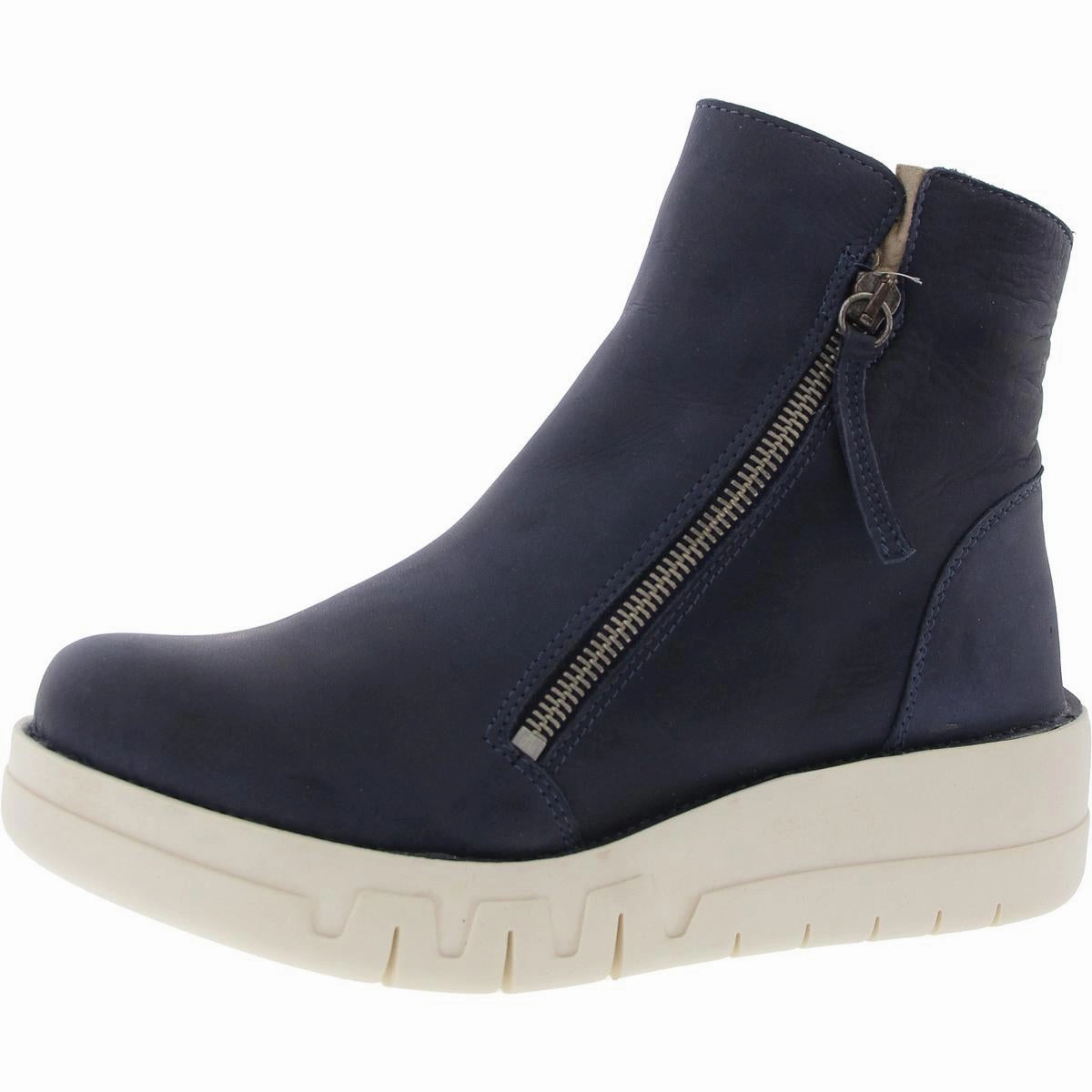 Lando Womens Zipper Leather Ankle Boots Cushion Zone