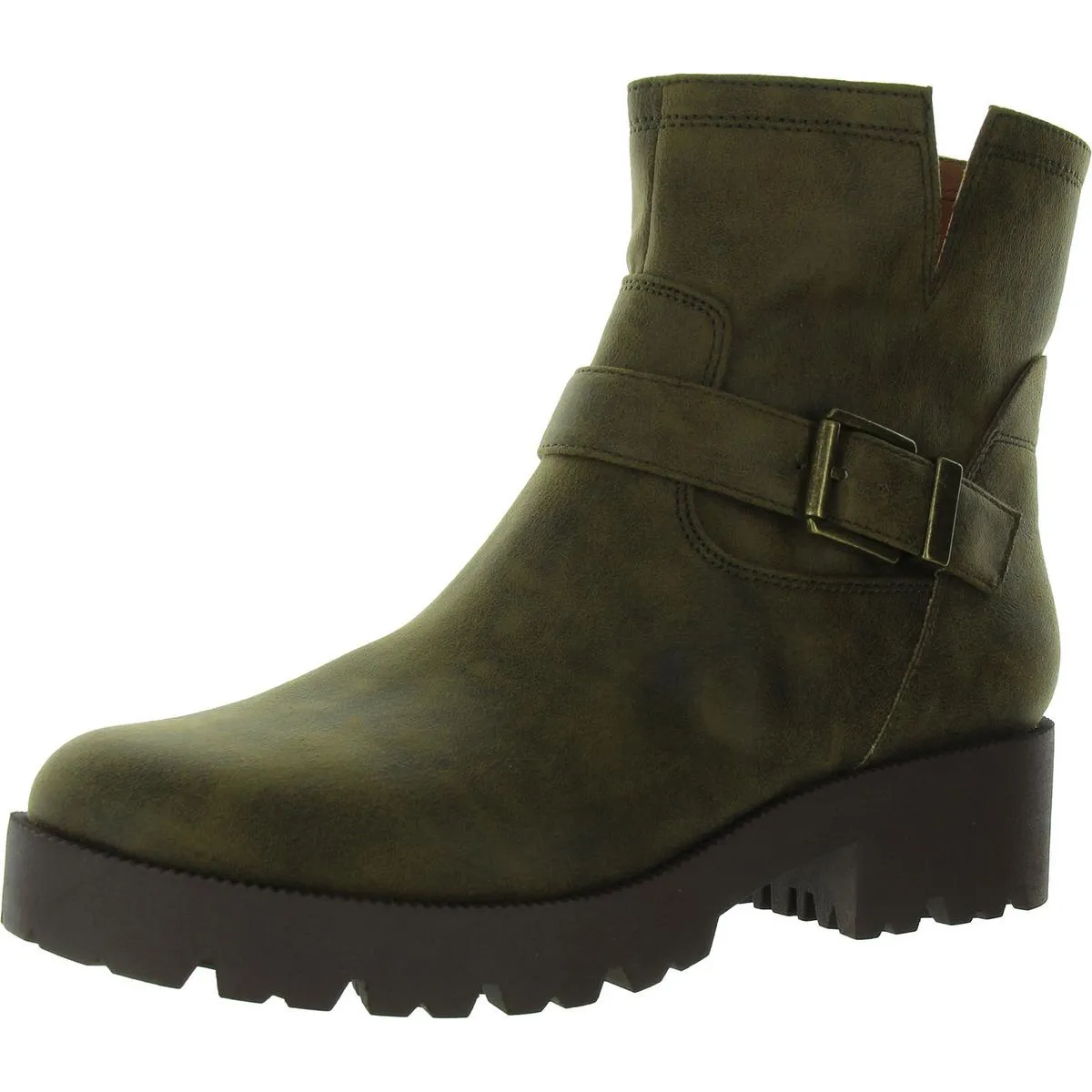 Lace Up MILLER-2 Womens Faux Leather Laceless Ankle Boots