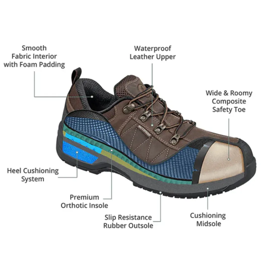 Orthofeet - Men-  Dolomite Work Shoes - Brown Minimalist Quick Pull