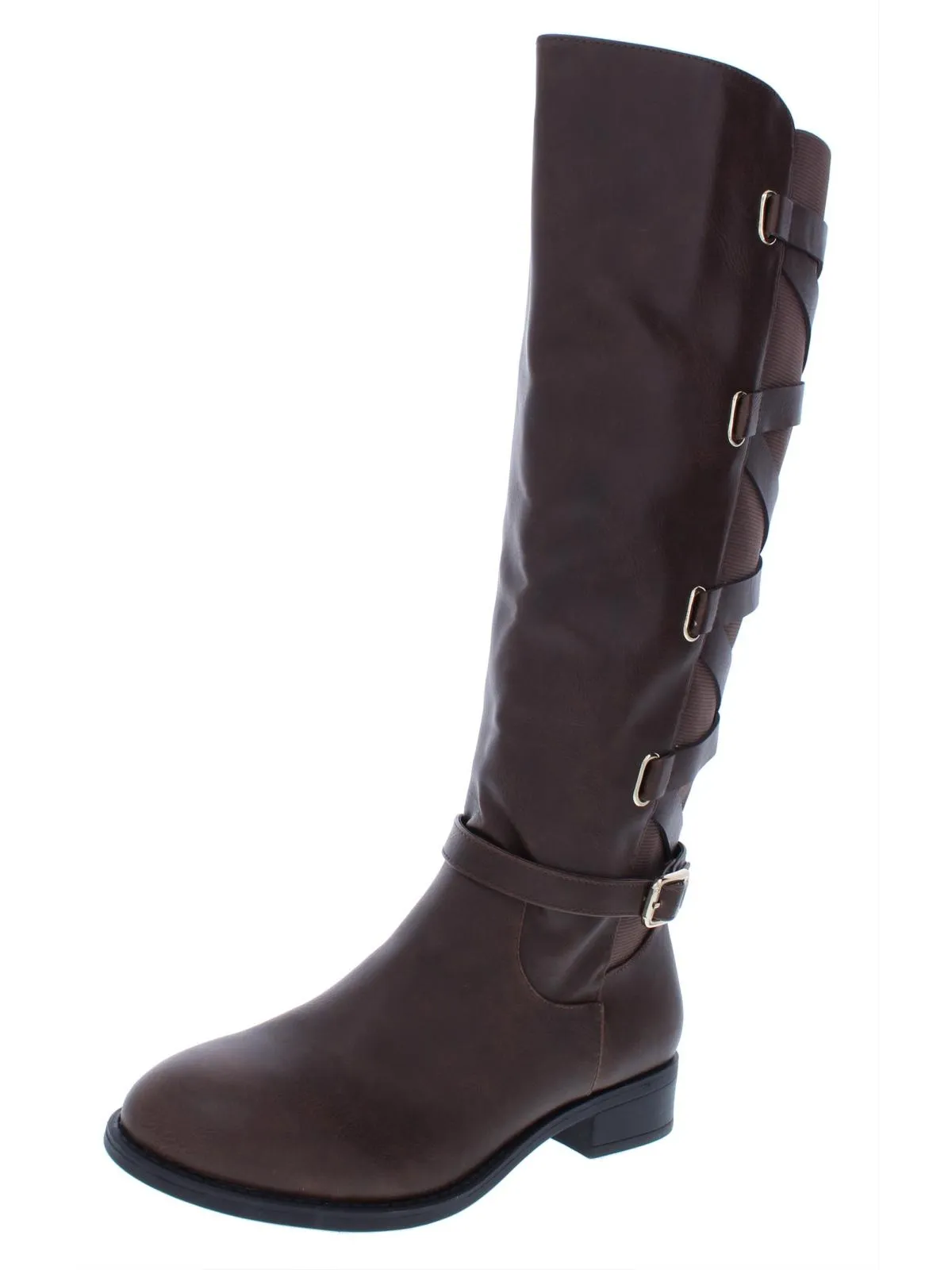 Veronika Womens Faux Leather Over-The-Knee Riding Boots Neutral Finish Flat Sole