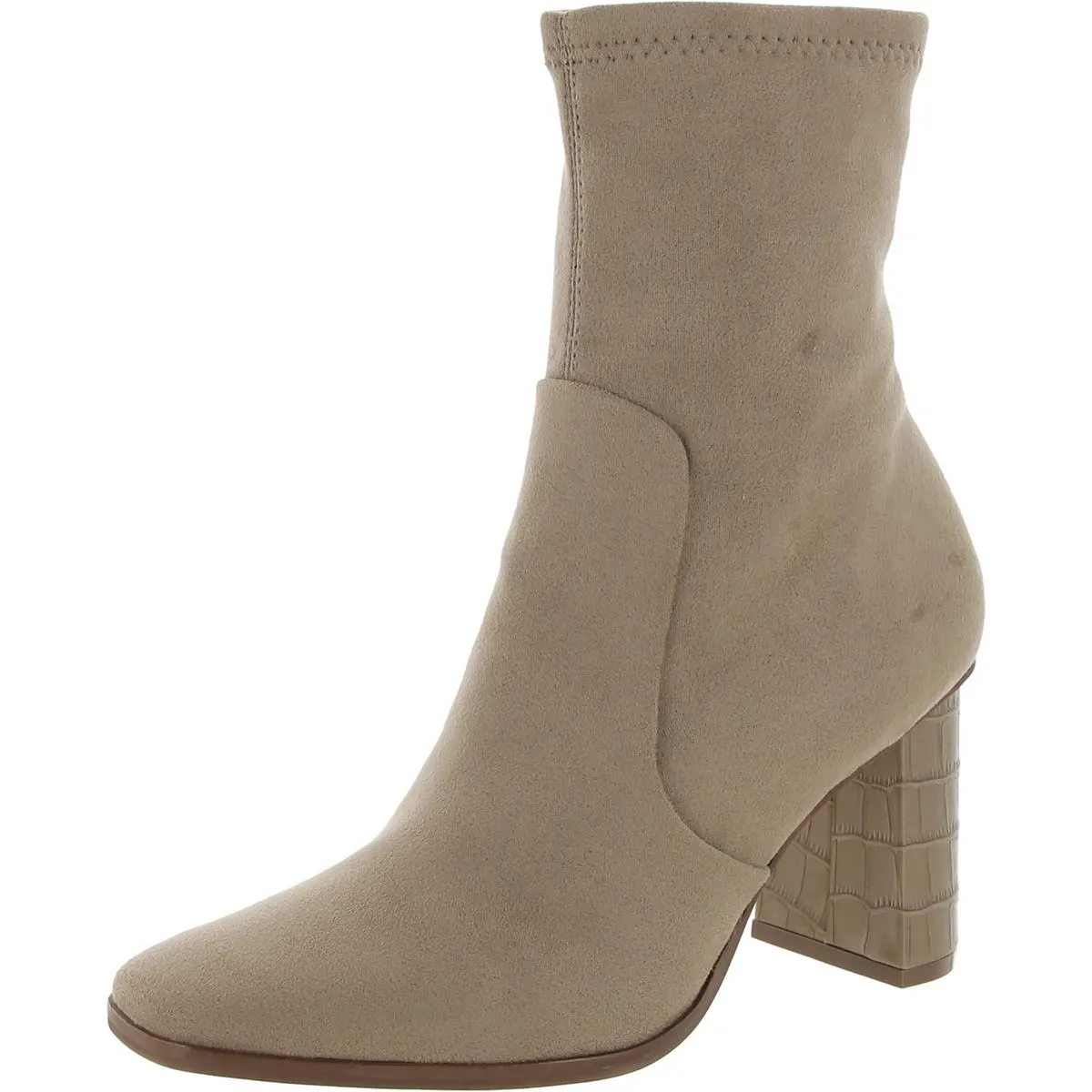 Daily Rugged Petya Womens Square Toe Embossed Heel Mid-Calf Boots