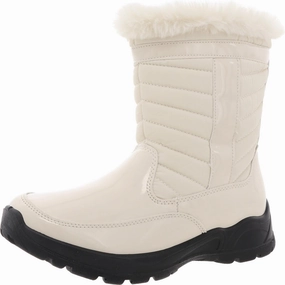 Womens Faux Fur Patent Booties Versatile Look Stylish
