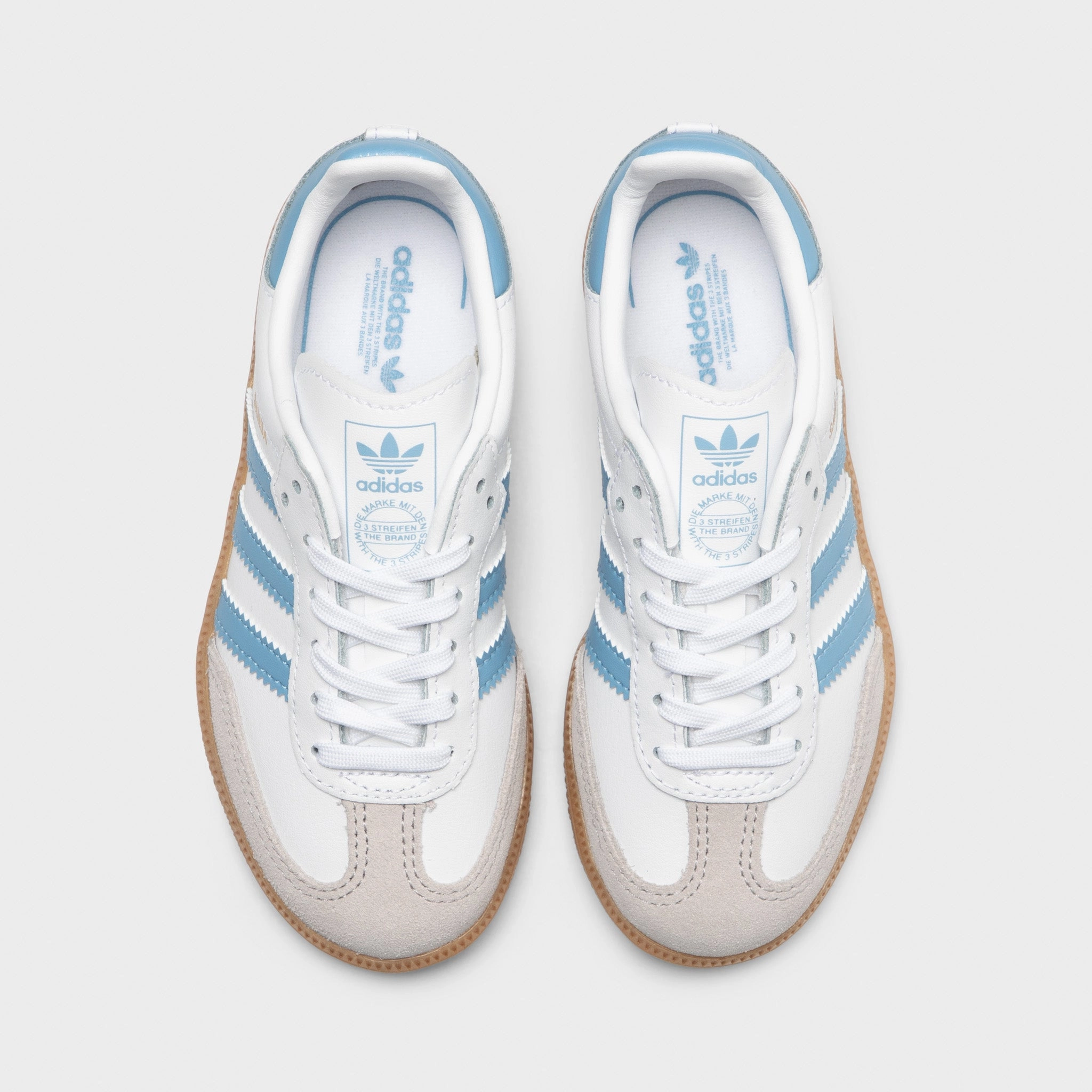 mules Sleek Wear adidas Children's Samba OG White / Ash Blue - Gum