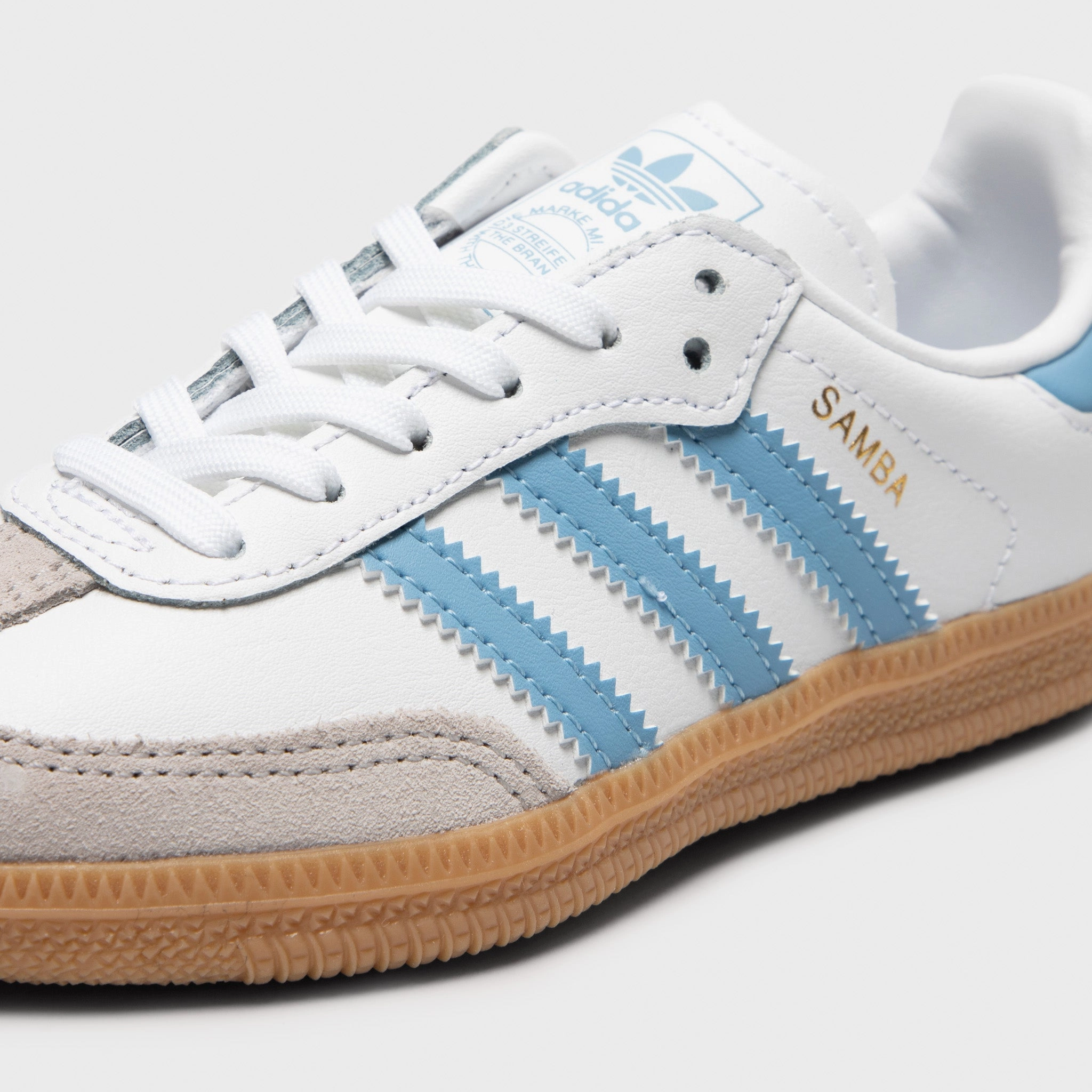 adidas Children's Samba OG White / Ash Blue - Gum Stair Run
