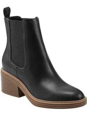 Synthetic Upper Modesty Womens Faux Leather Stack Heel Ankle Boots