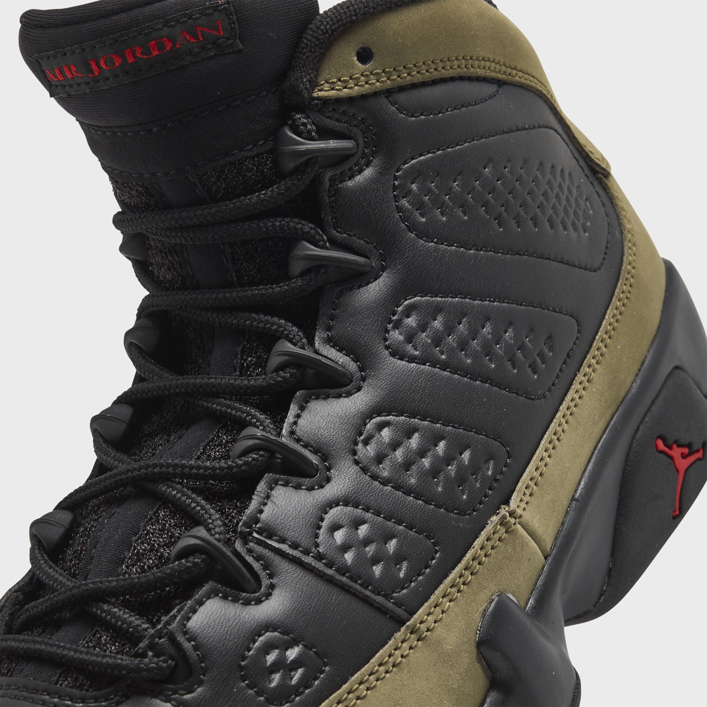 Jordan 9 Retro GS Black / True Red - Light Olive Hyper Elastic Youth Sport Frame