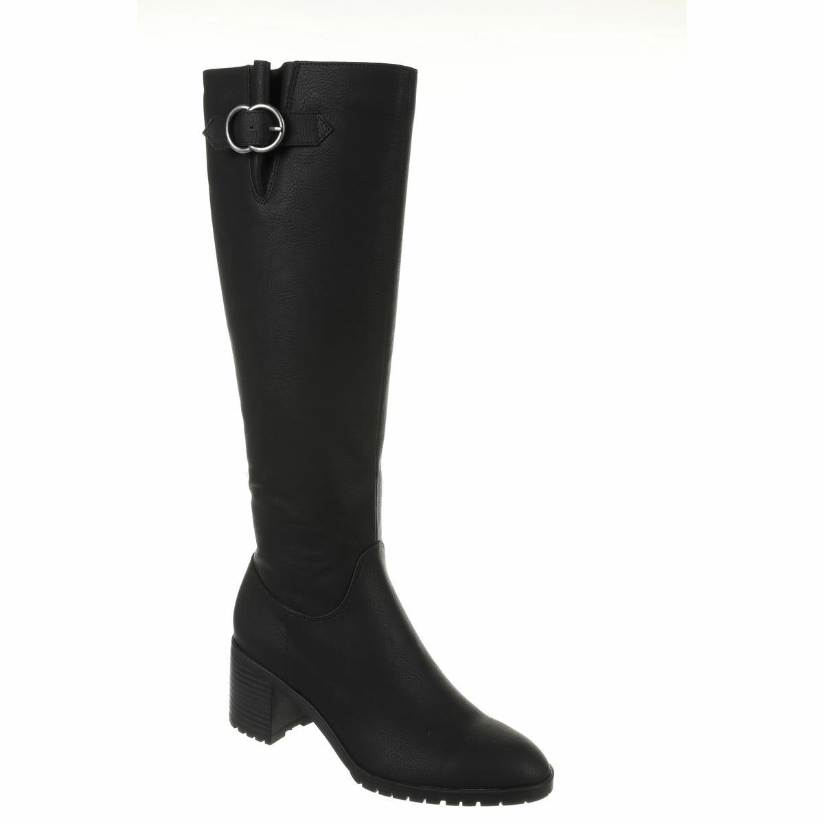Morrison Womens Leather Buckle Knee-High Boots Slip Resistant Weather Resistant User Easy Care