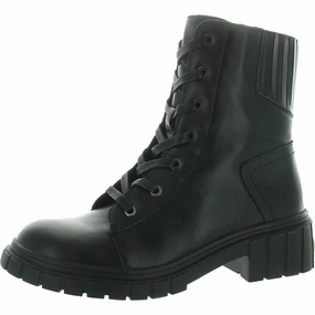 Premium Protection Womens Lugged Sole Leather Ankle Boots