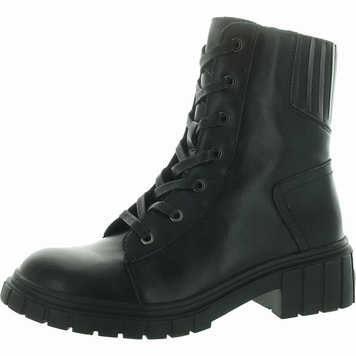 Premium Protection Womens Lugged Sole Leather Ankle Boots