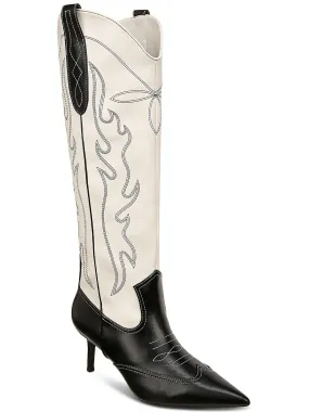 Hayleigh Womens Faux Leather Knee-High Boots Water Wall