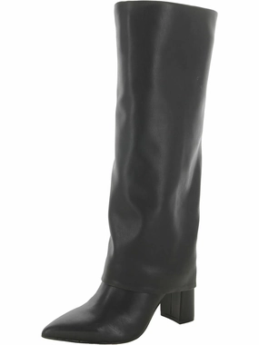 Classic Design Strap Womens Faux Leather Pointed Toe Knee-High Boots