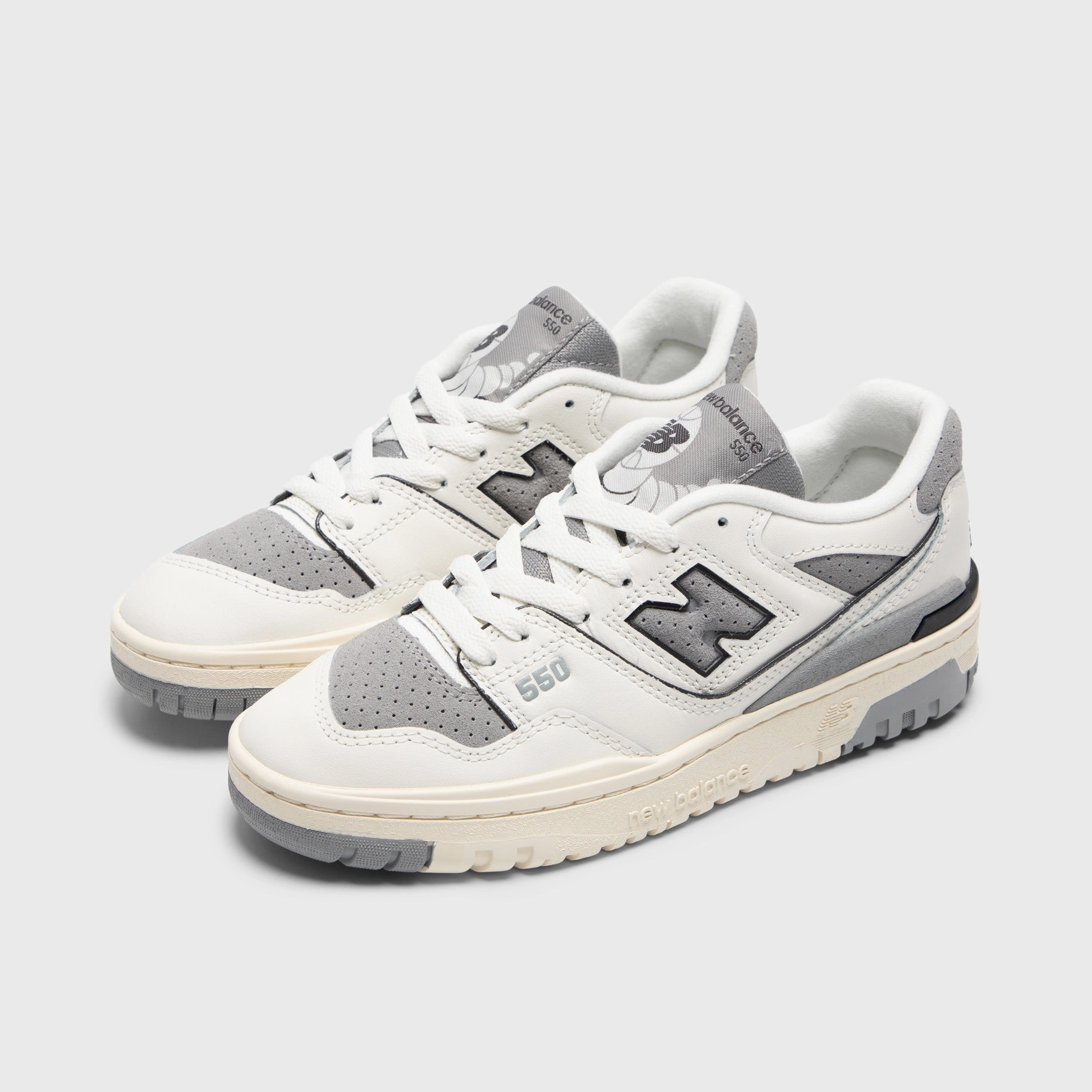 New Balance Juniors' 550 White / Grey Narrow Toe Box