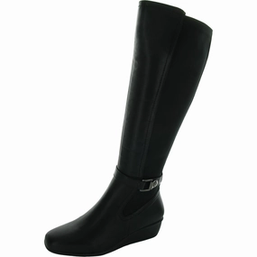 Myah Womens Zipper Faux Leather Knee-High Boots BreathableMesh