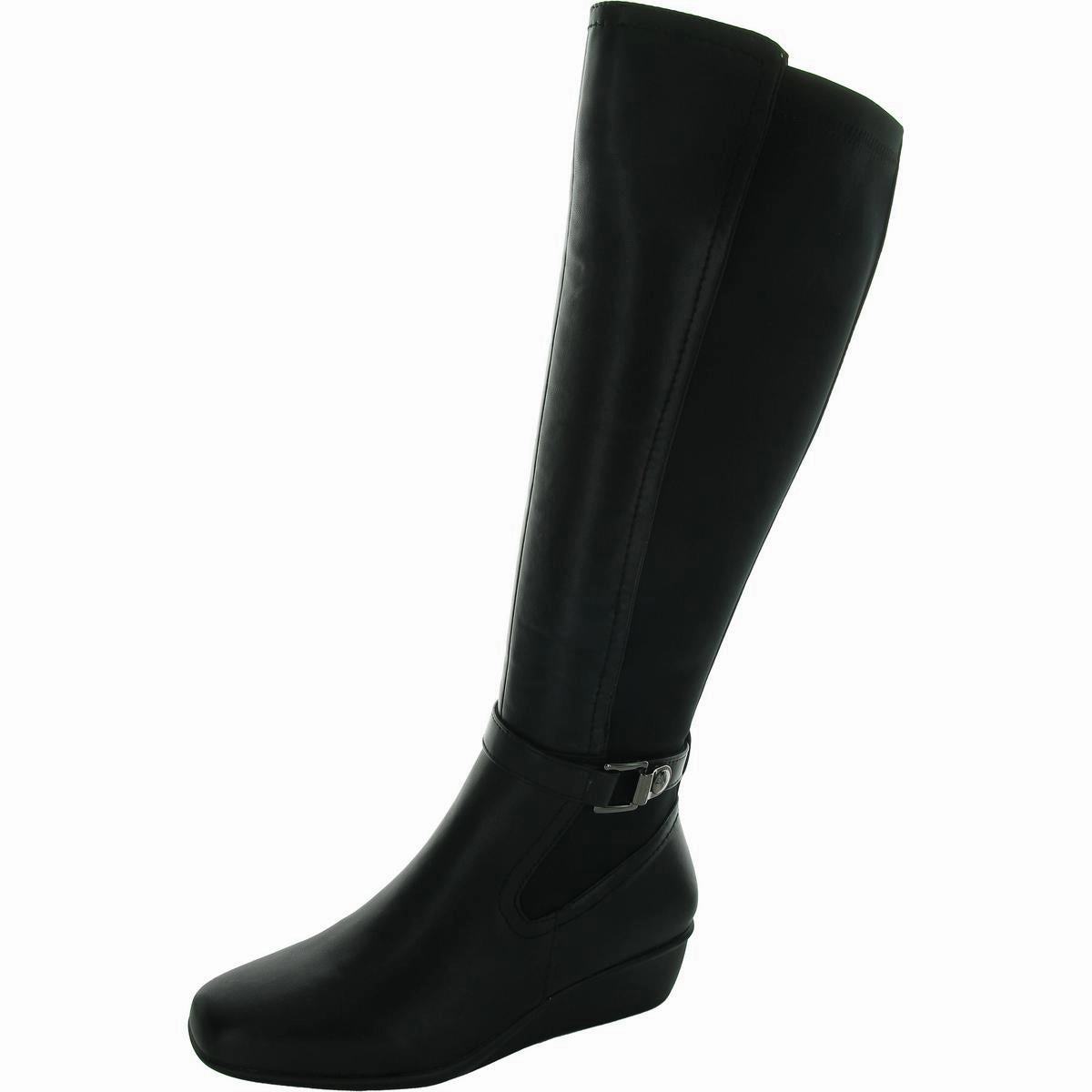 Myah Womens Zipper Faux Leather Knee-High Boots BreathableMesh