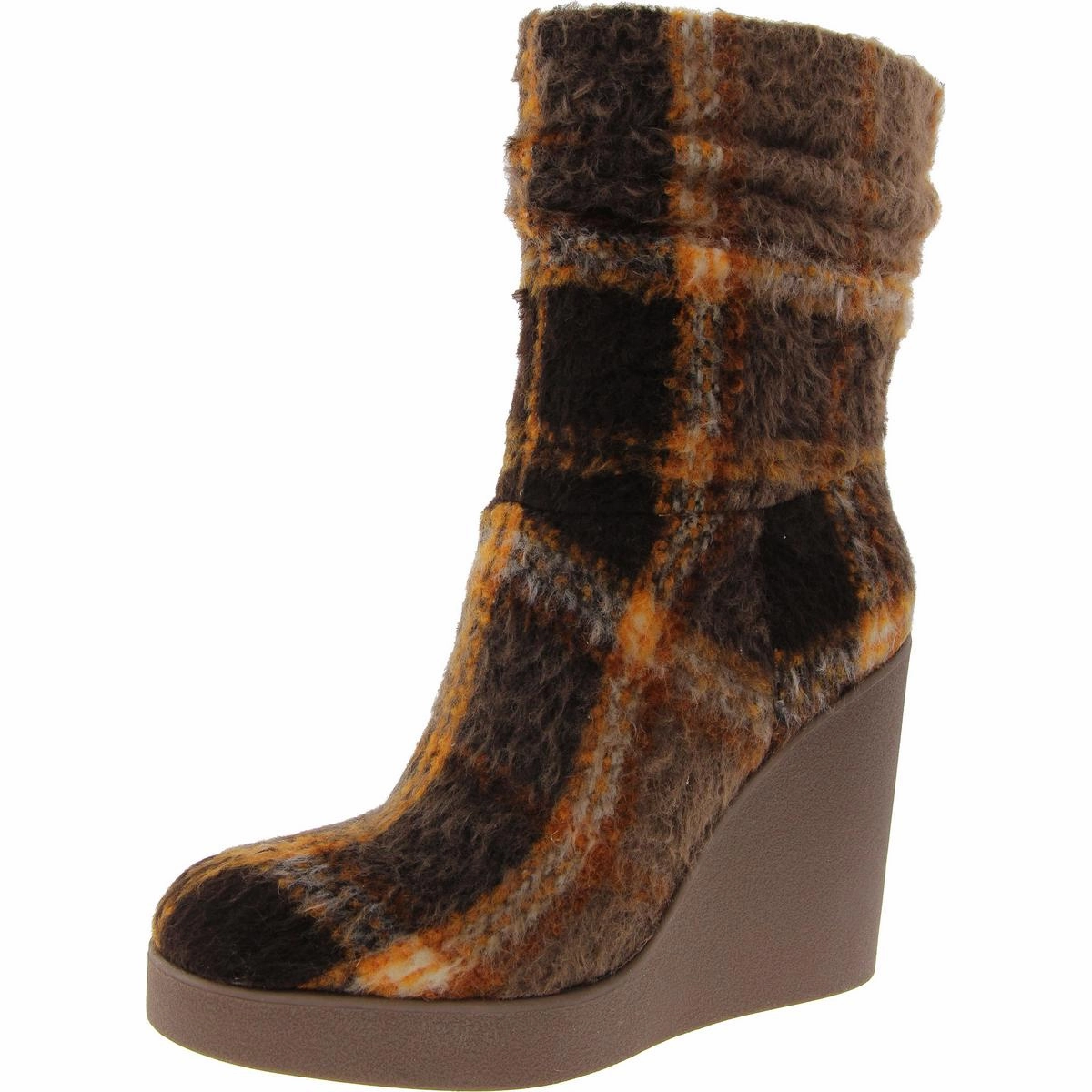 Mynette Womens Suede Pull On Mid-Calf Boots Minimal Look