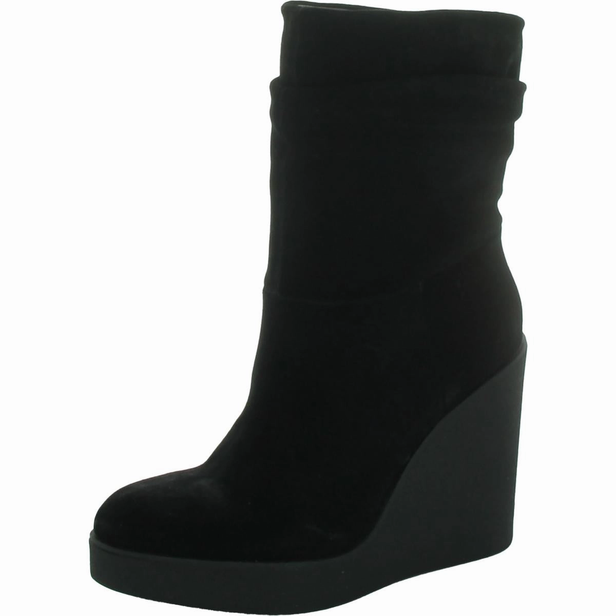 Mynette Womens Suede Pull On Mid-Calf Boots Slip Resistant Sole Long Travel