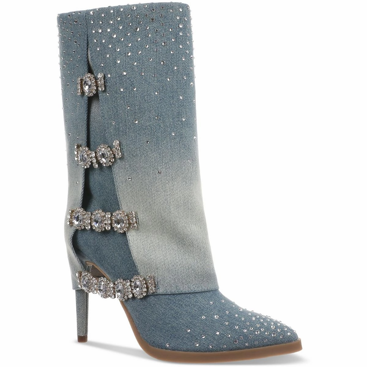 Chunky Sole Nami Womens Rhinestone Man Made Mid-Calf Boots