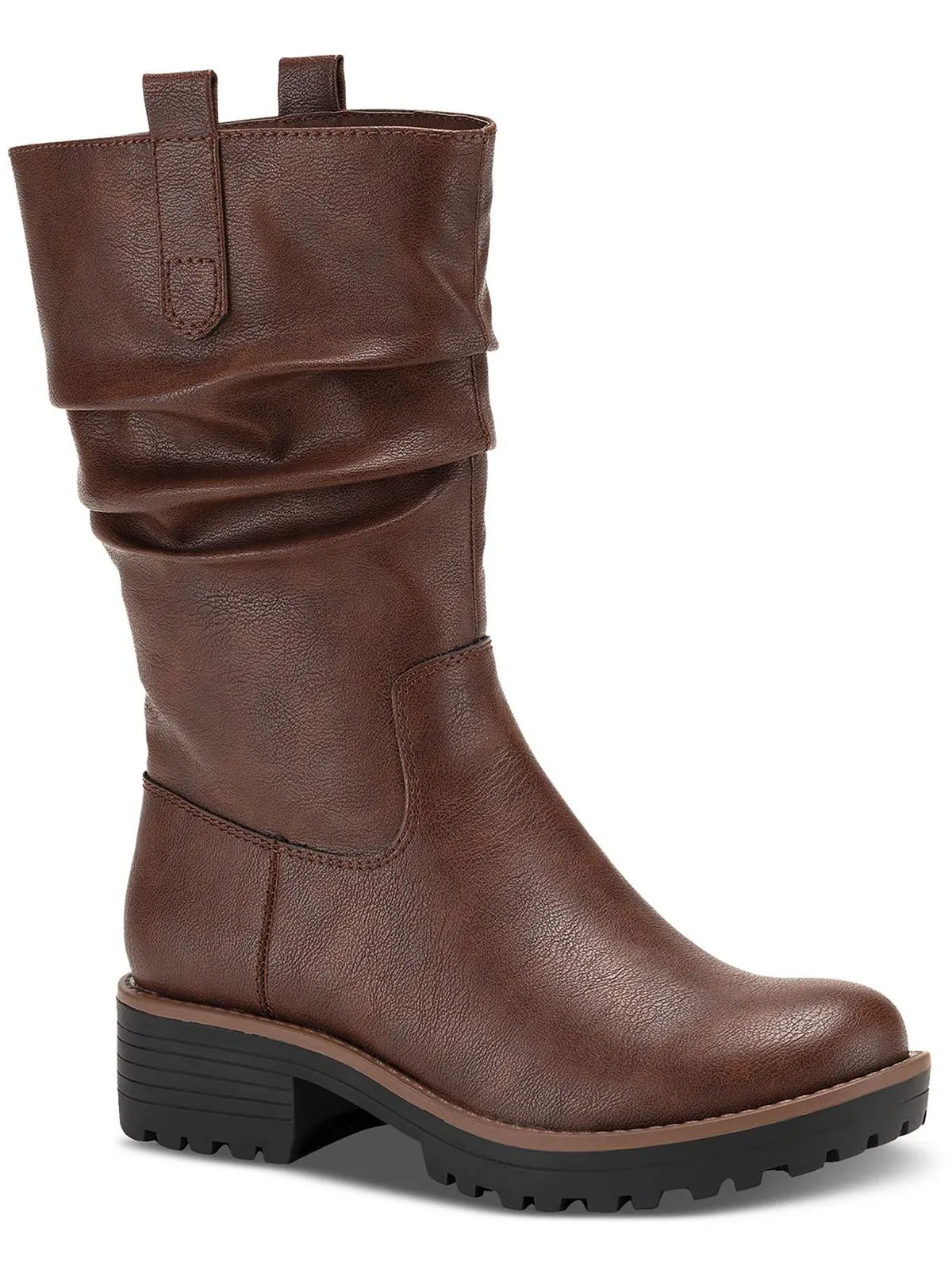 Nelliee Womens Lug Sole Zipper Mid-Calf Boots urban commuting Walk Friendly